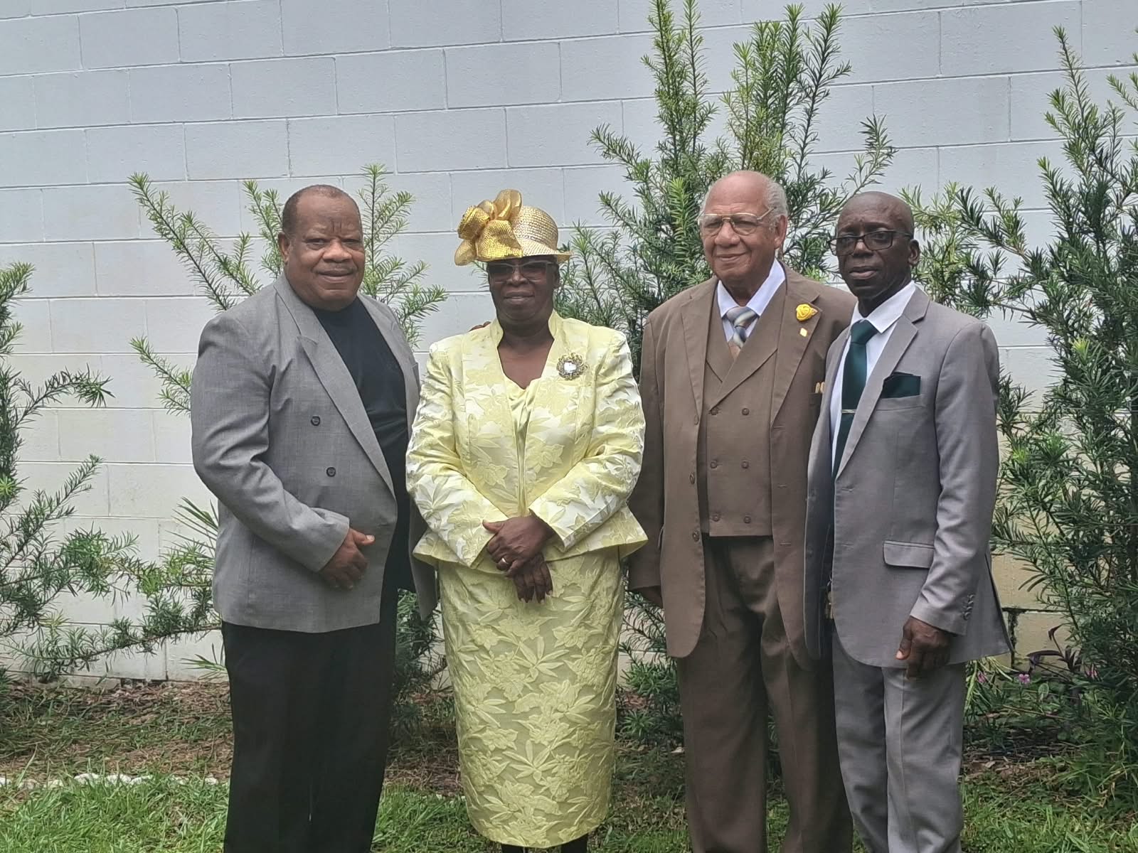 Church members standing together outdoors
